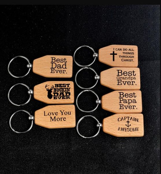 

wooden keychain papa dad grandpa love you ever wood keychain keyrings ring holder tag family member, Slivery;golden