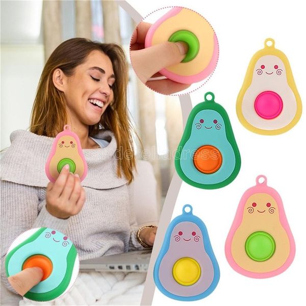 

dhl latest push mini simple dimple sensory fidget toys pendant kawaii simulation avocado-fruit stress relief simpel dimpel keychain gifts cy