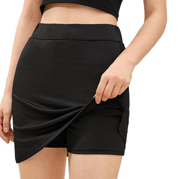 

women's shorts women sporty double-layer pocket elastic tennis golf mini pencil skirt, White;black
