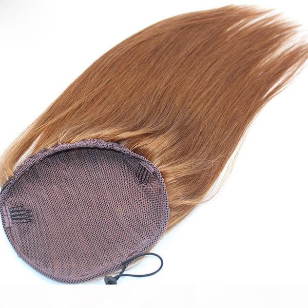 

#6 #8 no shedding peruvian brazilian human hair blonde virgin extensions 100g 120g 140g 160g silky straight drawstring ponytail, Black