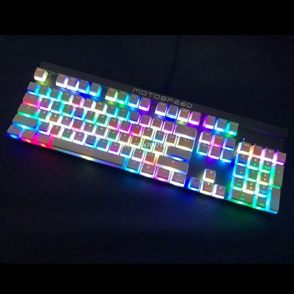 

keyboard mouse combos rgb 108 keycaps ansi layout pbt white pudding double skin milk s backlit keycap for oem cherry mx gh60 poker 87 tkl dr