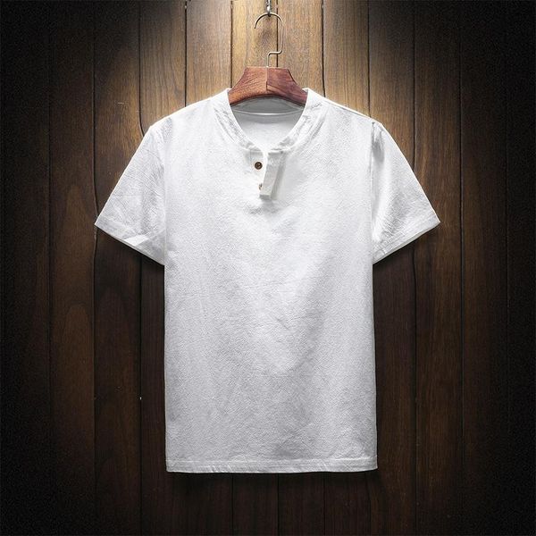 

men's t-shirts linen male big v-neck t shirt chinese style fat guy plus size casual short-sleeve t-shirt 7xl 8xl 9xl hiphop, White;black