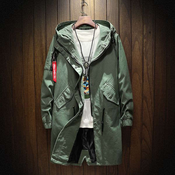 

men's jackets long sleeve jacket, japanese cotton jacket with military green hoodie, for fall and spring, hip hop o5uu, Black;brown