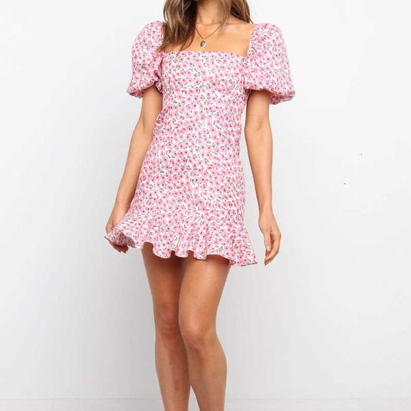 

casual dresses short sleeve women floral print ruffle holiday beach es office ladies collar high waist mini party vestidos 0x9e, Black;gray