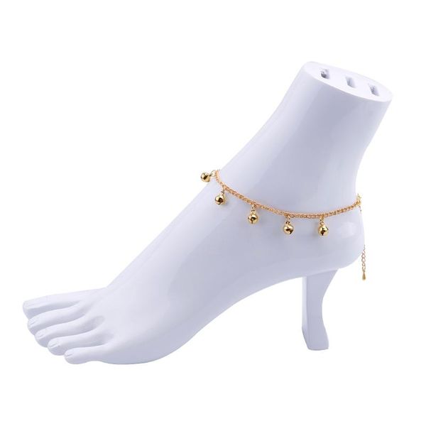 

anklets 6pcs wholesale fashion golden bells metal anklet bracelet, Red;blue