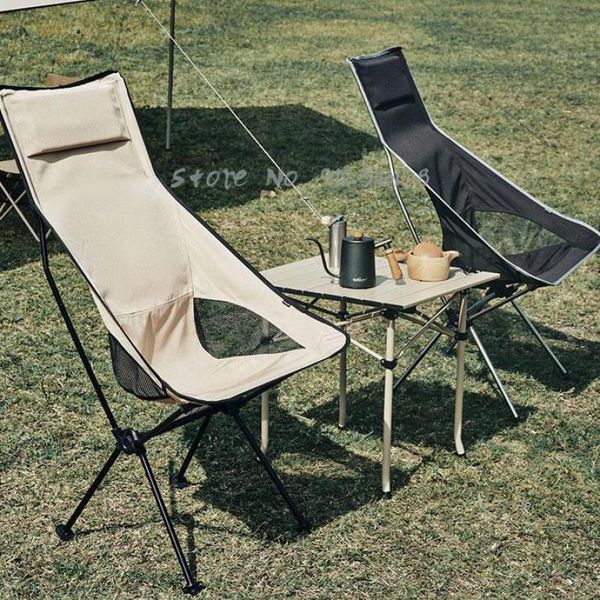 

camp furniture outdoor folding chair portable ultralight camping aluminum alloy moon actor home lunch break reclining stool