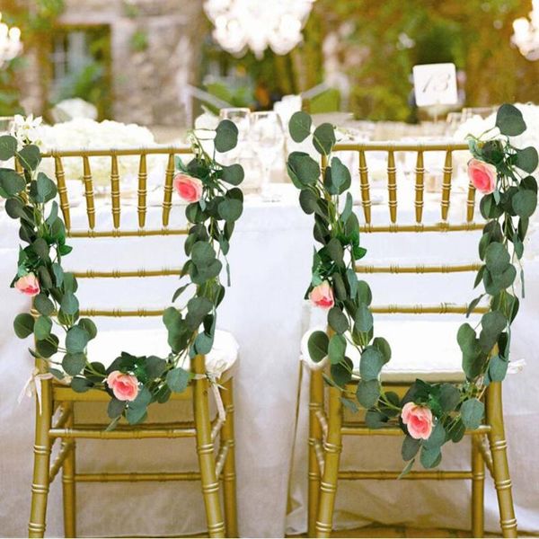 

1m artificial green eucalyptus garland leaves vine fake vines rattan artificial plants ivy wreath wall decor wedding decoration