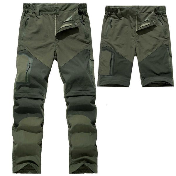 

men's pants quick dry removable sport pant outdoor breathable pantalones with sashes pockets long trousers casual si66, Black
