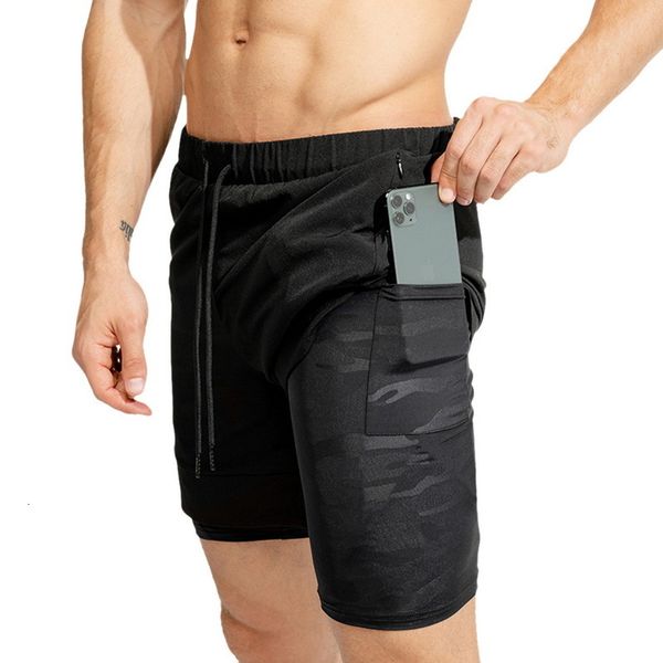

2020 new running 2 1 male double sport jogging gym shorts men, White;black