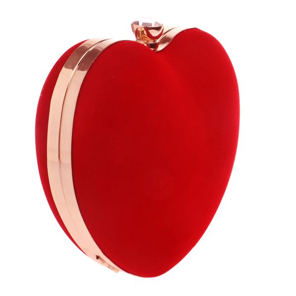 

new brand women velvet clutch evening bags heart shaped fashion chain single shoulder bag dinner party handbags wedding purse