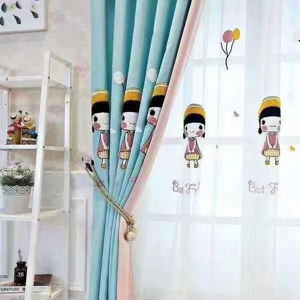 

curtain & drapes little lolita cartoon curtains for living dining room bedroom thick cotton linen children's modern simple girl 2021