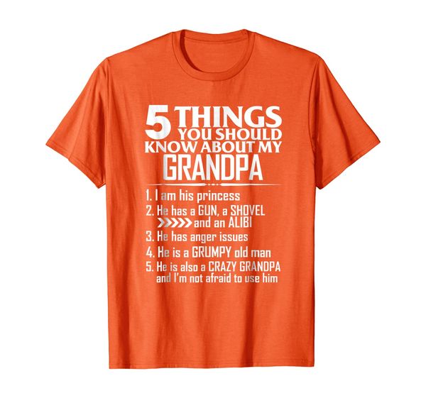 

5 things about my crazy grumpy grandpa t shirt, White;black
