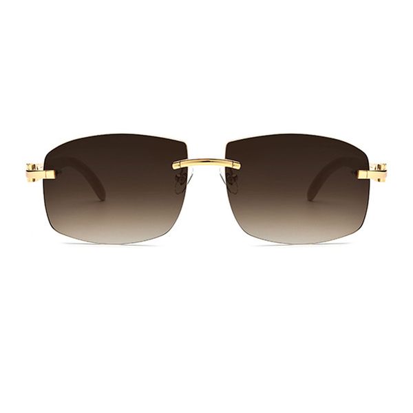 

design sunglasses luxury 2021 natural horn man driving uv400 rimless rectangle for vintage with box,case gzpy, White;black