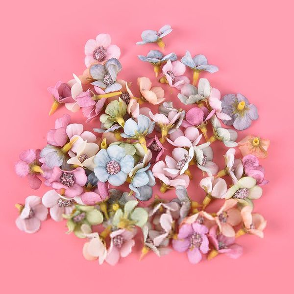 

50pcs mini silk daisy multicolor fake flower head garland diy home decor