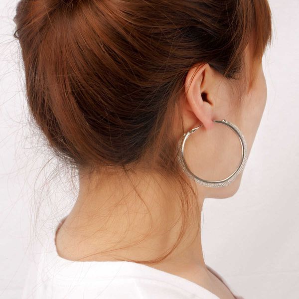 

jewelry fashion exaggeration flash diamond geometric round earrings b1099, Silver