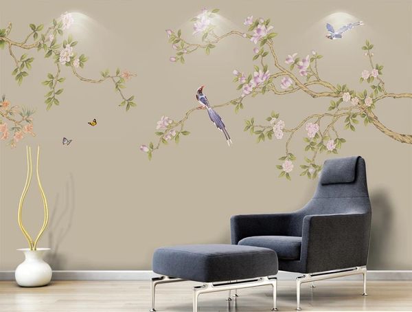 

wallpapers wallpaper for walls 3 d living room chinese style hand painted magnolia bird flower background wall painting