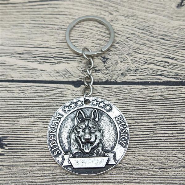 

keychains trendy retro siberian husky key chains fashion pet dog jewellery car keychain bag keyring for women men, Silver
