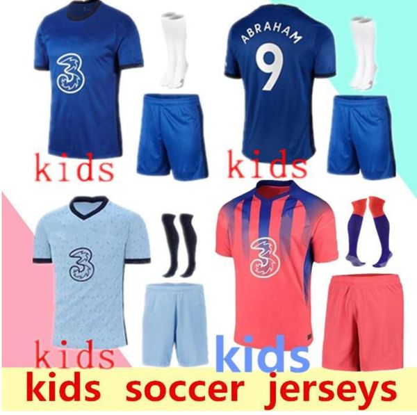 

2020 soccer jersey ziyech pulisic werner kante havertz mount loftus-cheek 2021 high-quality kids kit+socks football shirt, Black