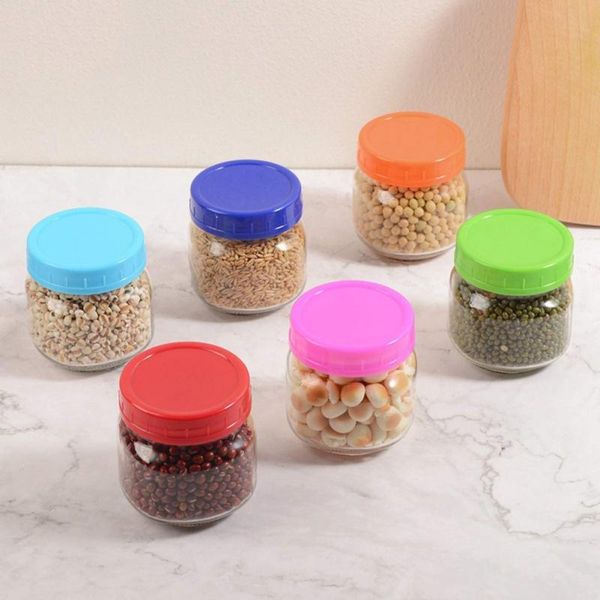 

kitchen storage & organization 12/16pcs household plastic sealing lid glass jar portable food preservation supplies