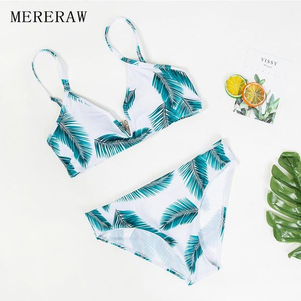 

2021 new swimwear europe and the united states foreign trade fresh leaves bikini two-piece suspenders swim