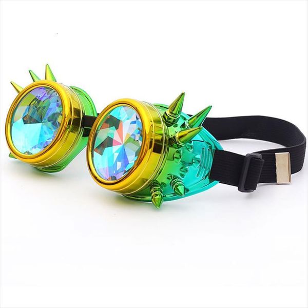 

men women welding goggles gothic steampunk cosplay antique spikes vintage glasses eyewear, White;black