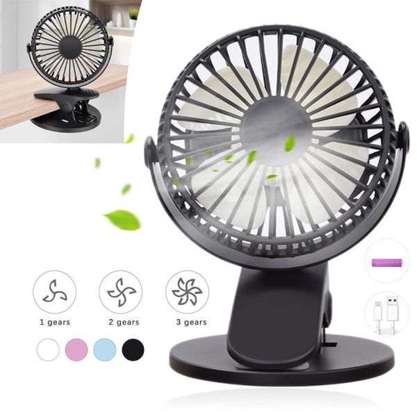 

usb rechargeable clip desktable fan mini portable clamp fan desk 360 degree rotating 3 speeds adjustable clip-on