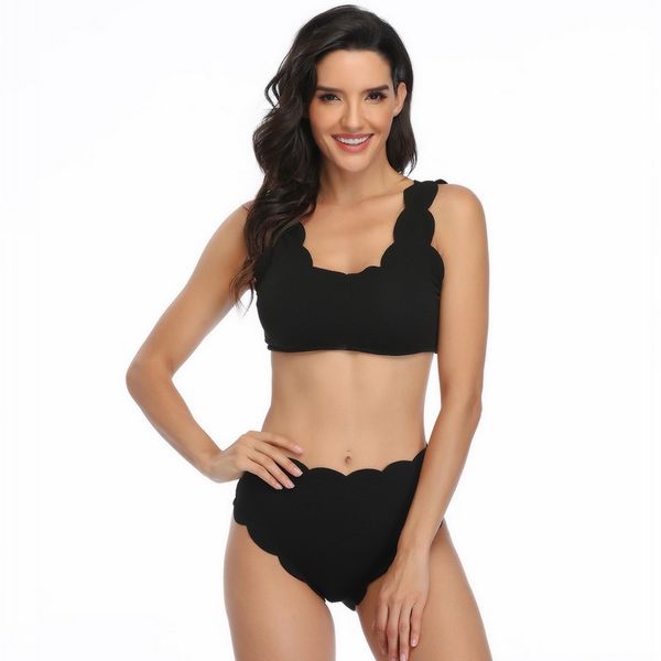 

high waist bikini 2021 push up swimsuit women special fabric swimwear separate black bathing suit swimming suit, White;black