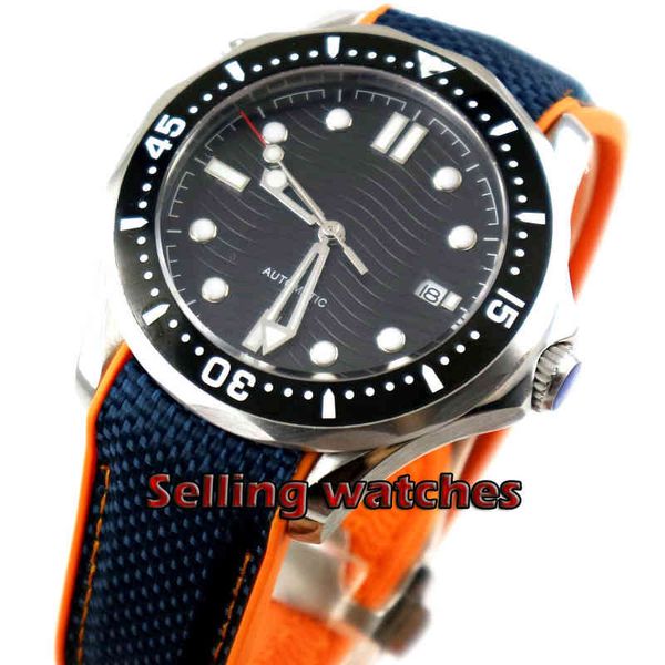 

plate black marker 41mm sterile sapphire date mechanical automatic human clock, Slivery;brown