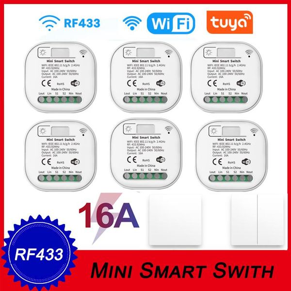 

smart home control 1-6pcs 16a wifi switch tuya app remote timer no battery light work with google alexa