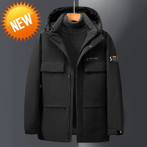 

brand winter white duck down jacket men's fashion hooded coat male thick warm men black outwear