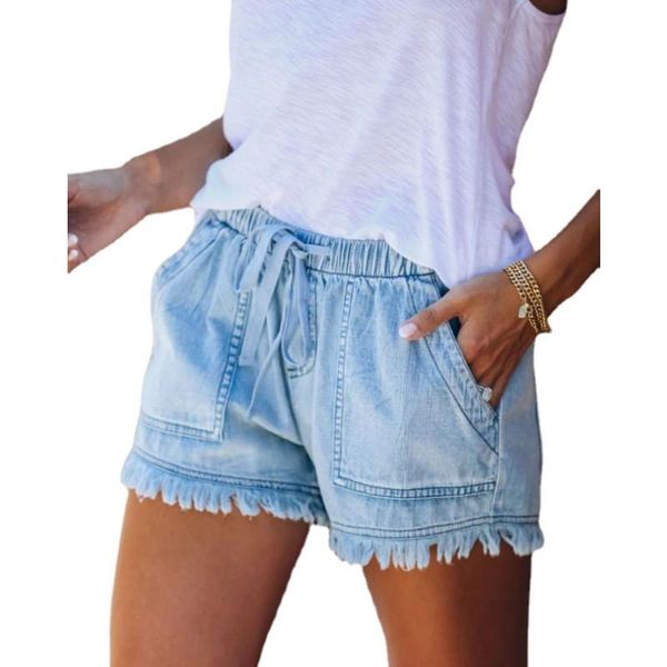 

women's jeans loose casual high waist thin denim shorts black blue green