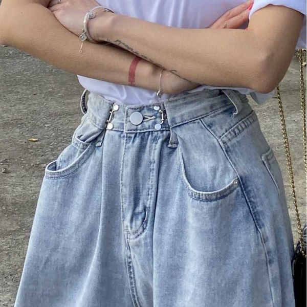 

women jeans for women fashion straight loose boyfriend chic high waist casual cotton jean female denim wide leg pants wj125 210616, Blue