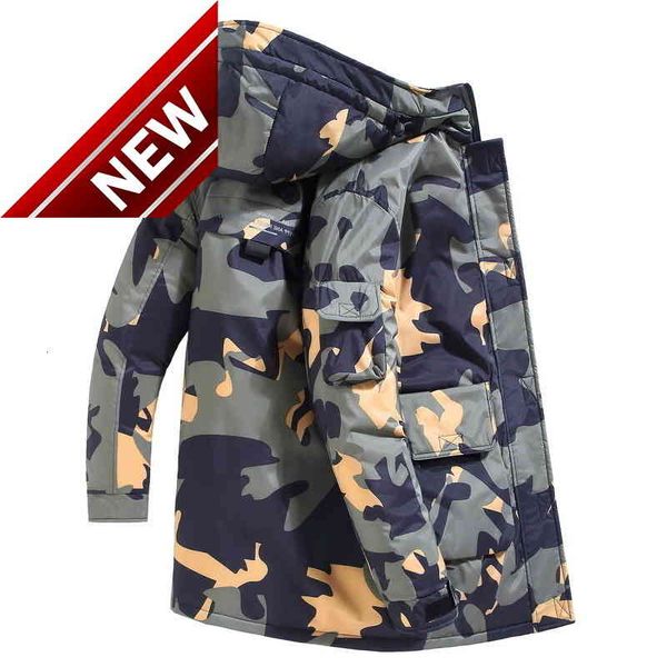 

casual brand mid-length fashion winter parka 90% white duck down coat men windbreaker jacket with hooded mens clothes, Black