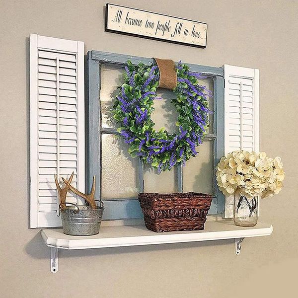 

lavender wreath artificial green leaves flower wreath front door wedding party decor purple green lavender american grass ring