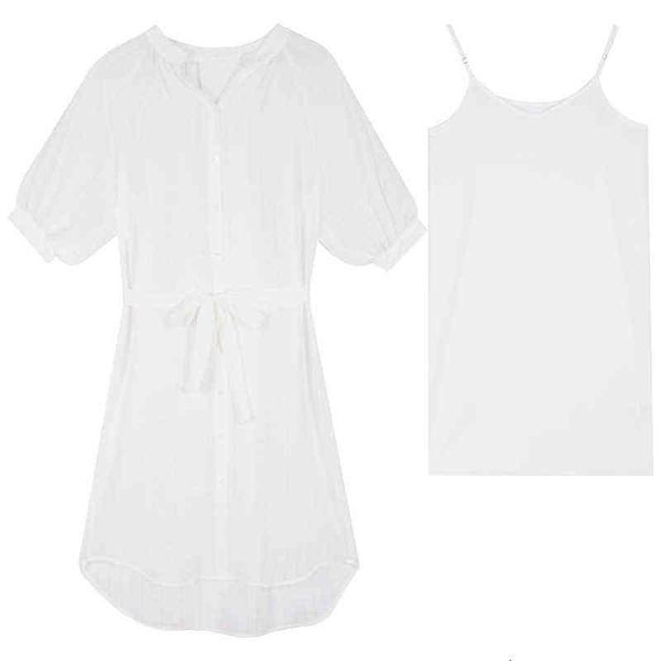 

medium length french gentle style shirt first love drs women's summer white suspender skirt temperament two piece set, Black;gray