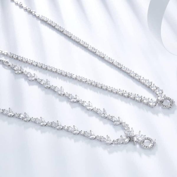 

chains arrival in stock 100% 925 sterling sliver necklace blue zircon zc luxury jewelry custom, Silver