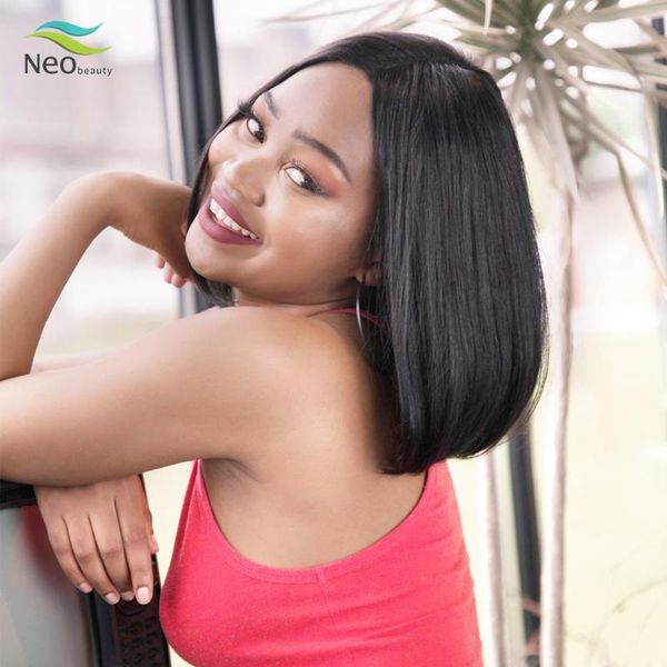 

lace wigs front short human hair bob middle part remy brazilian natural black straight with ship, Black;brown
