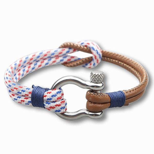 

eif dock navy style camping parachute cord survival leather anchor bracelet men women with silver u stainless steel spor jlllrw