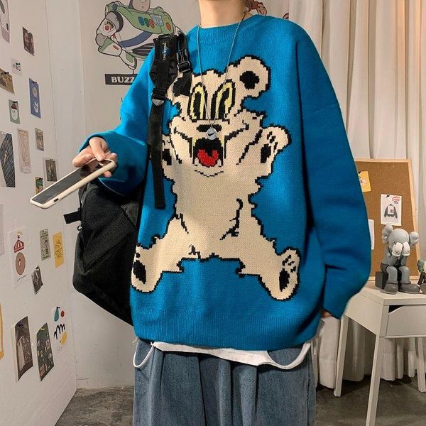 

men's sweaters pr cotton graphic knit sweater men winter hong kong style casual pullover streetwear couple jumper hip hop, White;black