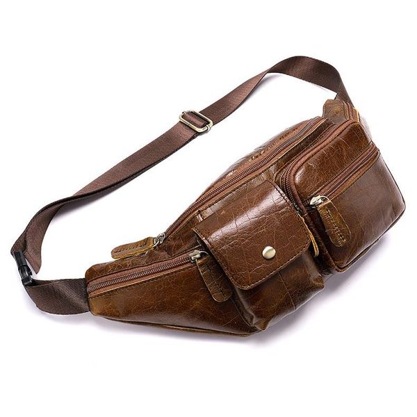 

waist bags genuine leather male bag men's chest 2 colours black and brown