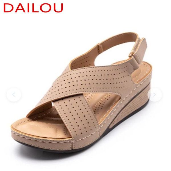 

sandals women's summer retro wedges women casual 2021 fashion outdoor beach comfortable open toe shoes, Black