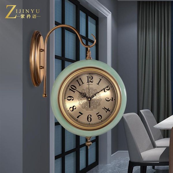 

wall clocks golden european clock mechanism vintage horloge murale metal art orologi parete watches home decor