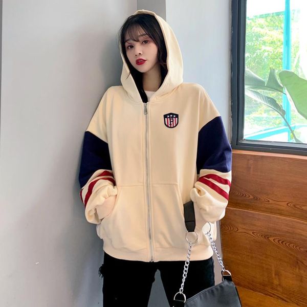 

women's hoodies & sweatshirts kpop ins simple baseball loose slim basic casual large pocket sweatshirt vogue cute for women, Black