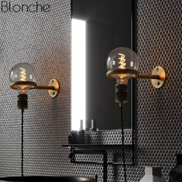 

wall lamps nordic vintage punk ring lamp led sconce mirror light fixture retro loft industrial bedroom bathroom home decor luminaire