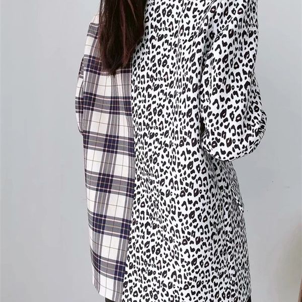 

2021 new dt 27698 grid leopard color matching blazer 32tt, Black;brown