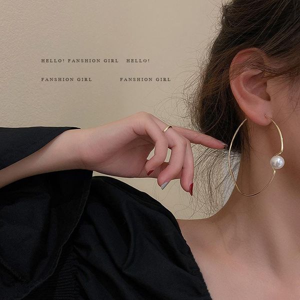 

dangle & chandelier 925 silver needle geometry pearl big ring earrings exaggerated temperament fashion earring simple personality