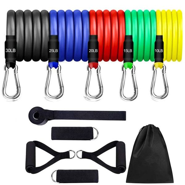 

resistance bands 11pcs/set latex set with handles exercise muscle strength training physical workout yoga pilates fitness sport