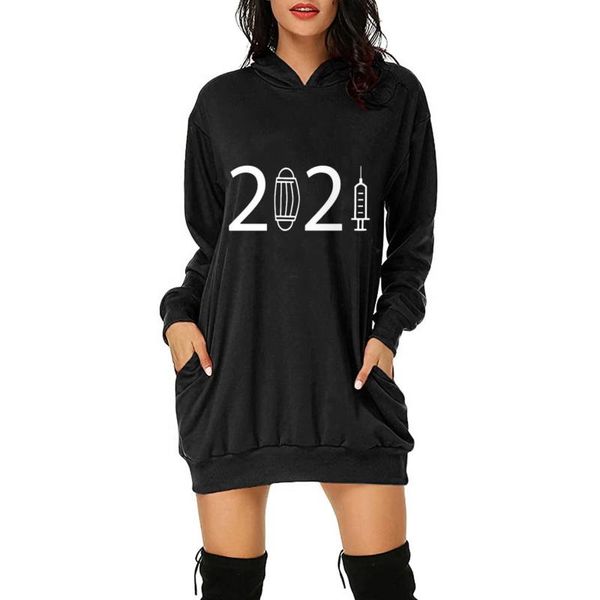 

casual dresses woman dress 2021 printed long sleeve hooded bag hip pocket hoodie fashion for women vestido de mujer, Black;gray