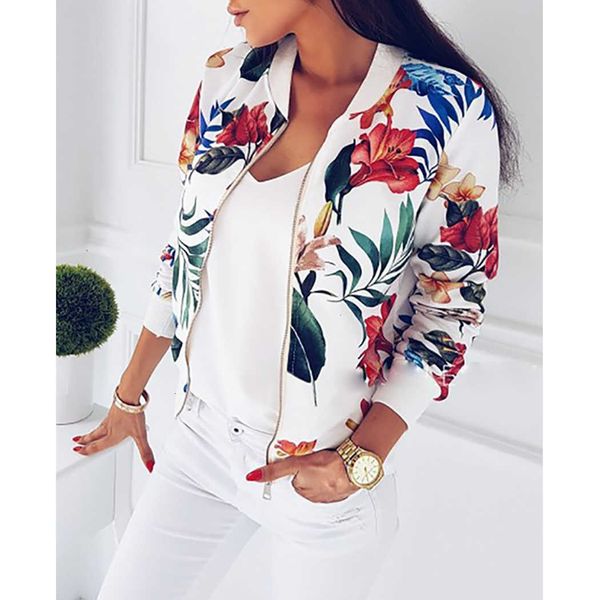 

women clothes retro floral print coat women zipper up bomber jacket plus size long sleeve coats autumn female outwear l18100904, Black;brown