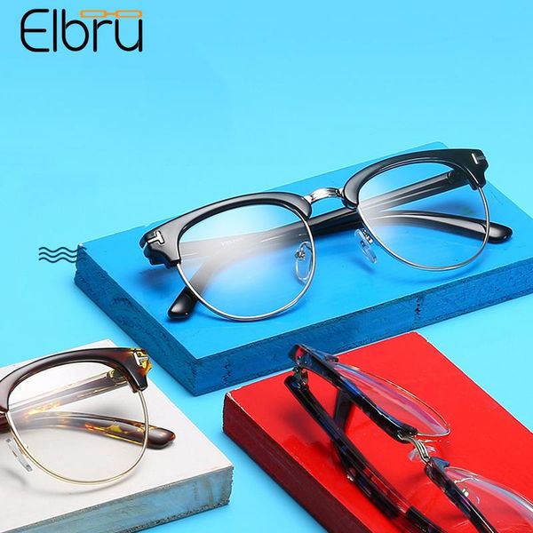 

fashion sunglasses frames elbru classic retro women glasses frame men half metal colorful eyewear square clear lens optical eyeglasses plain, Black